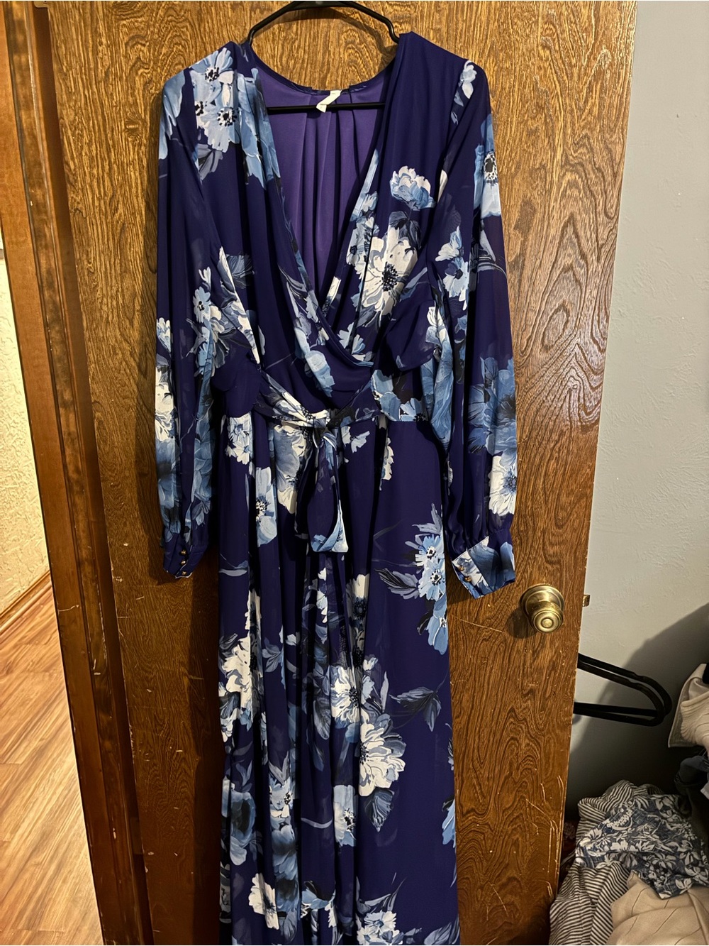 Pinkblush Navy Floral Wrap Maxi Dress with Belt